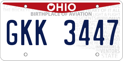 OH license plate GKK3447