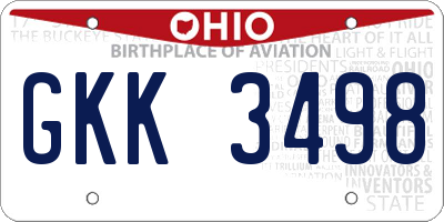 OH license plate GKK3498