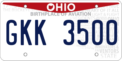 OH license plate GKK3500