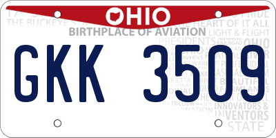 OH license plate GKK3509