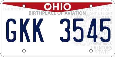 OH license plate GKK3545