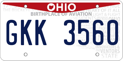 OH license plate GKK3560