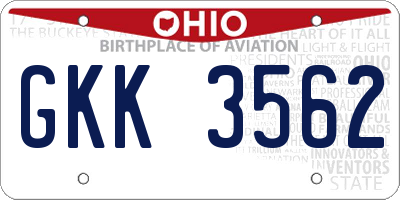 OH license plate GKK3562