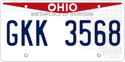 OH license plate GKK3568