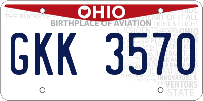 OH license plate GKK3570