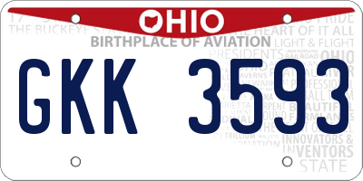 OH license plate GKK3593