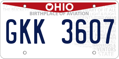 OH license plate GKK3607
