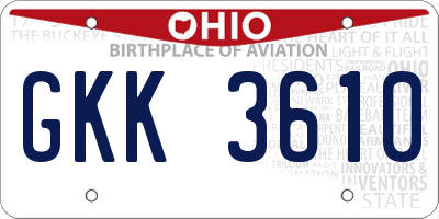 OH license plate GKK3610