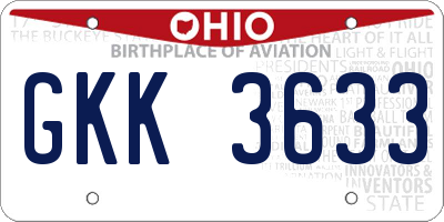 OH license plate GKK3633