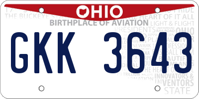 OH license plate GKK3643