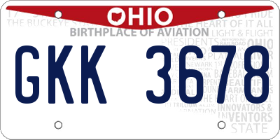 OH license plate GKK3678