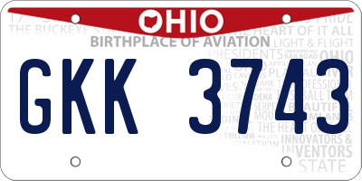 OH license plate GKK3743