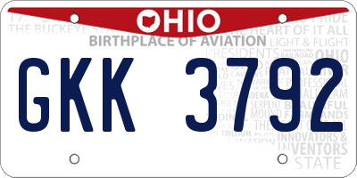 OH license plate GKK3792