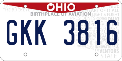 OH license plate GKK3816