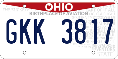 OH license plate GKK3817