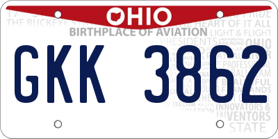 OH license plate GKK3862