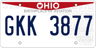 OH license plate GKK3877
