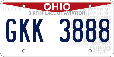 OH license plate GKK3888