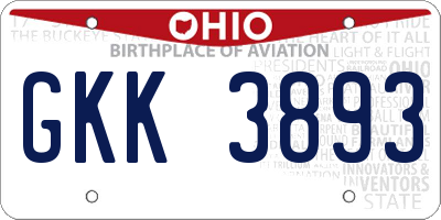 OH license plate GKK3893