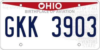 OH license plate GKK3903
