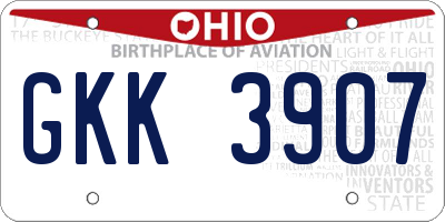 OH license plate GKK3907