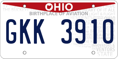 OH license plate GKK3910