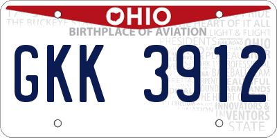 OH license plate GKK3912
