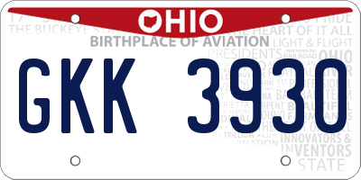 OH license plate GKK3930