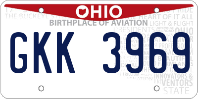 OH license plate GKK3969