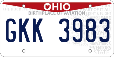 OH license plate GKK3983