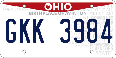 OH license plate GKK3984