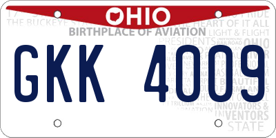 OH license plate GKK4009