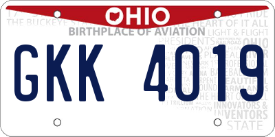 OH license plate GKK4019