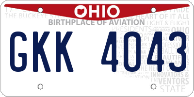 OH license plate GKK4043