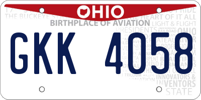OH license plate GKK4058