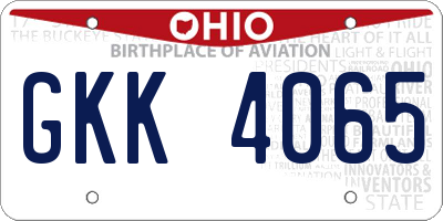 OH license plate GKK4065