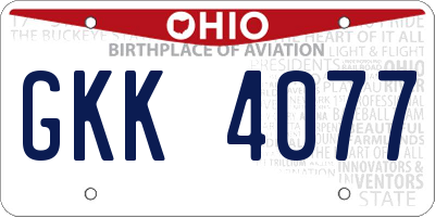 OH license plate GKK4077