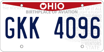 OH license plate GKK4096
