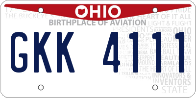 OH license plate GKK4111