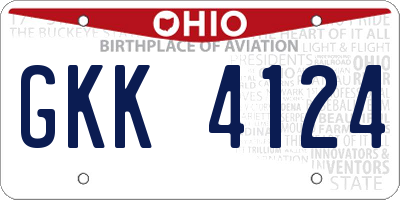 OH license plate GKK4124