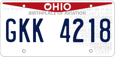 OH license plate GKK4218
