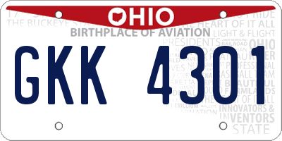 OH license plate GKK4301
