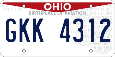 OH license plate GKK4312
