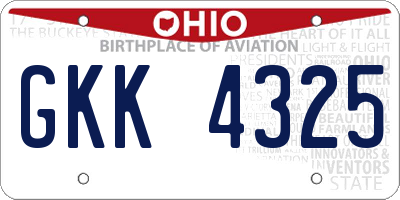 OH license plate GKK4325