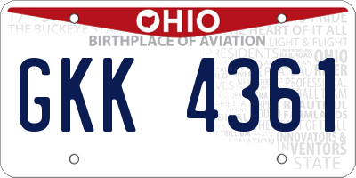 OH license plate GKK4361