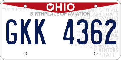 OH license plate GKK4362