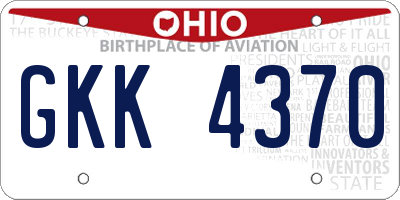 OH license plate GKK4370