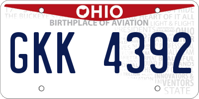 OH license plate GKK4392