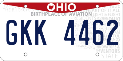 OH license plate GKK4462