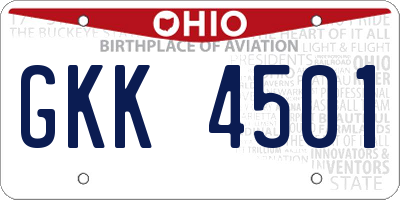 OH license plate GKK4501